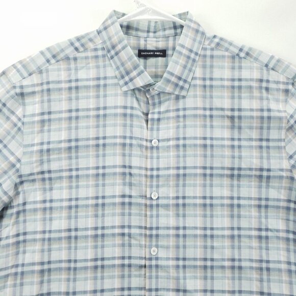 Zachary Prell Shirt Mens Large Blue Plaid Cotton Regular Fit Classic Button-Up - Picture 3 of 12